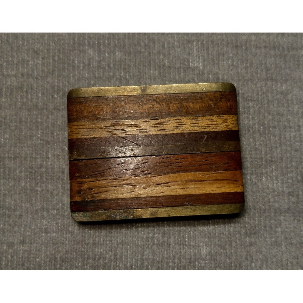 Vintage Hardwood Brass‎ Inlaid Buckle 1980's Station Wagon Wood Trim